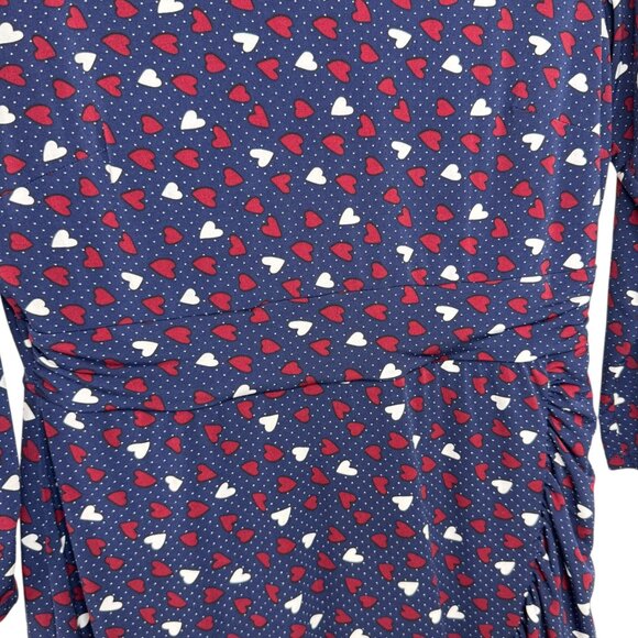 Talbots Blue red and white polka dot and hearts long sleeve dress Size 12P - Picture 3 of 14